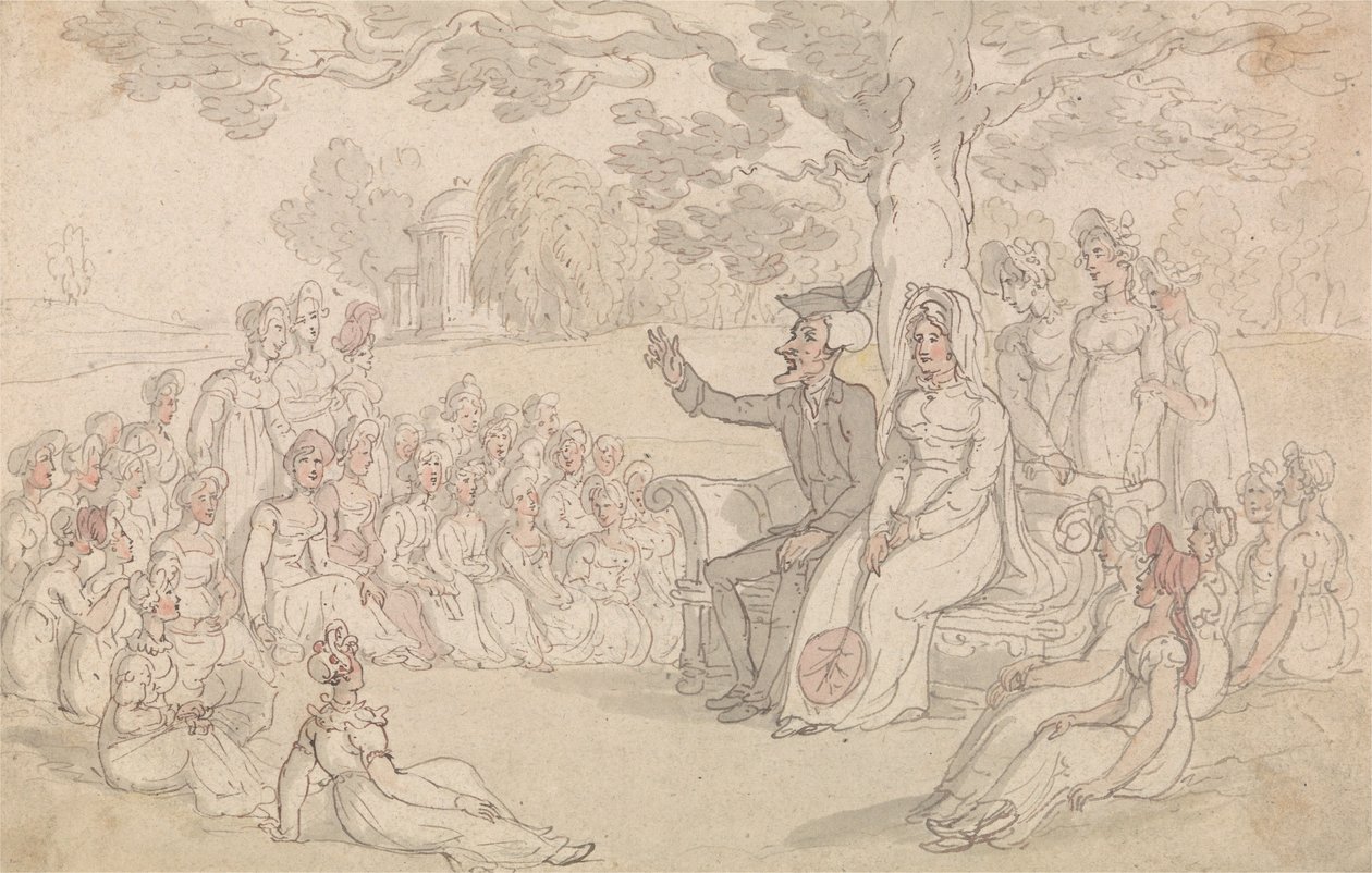 Dr. Syntax navštíví internátní školu pro mladé dámy od Thomas Rowlandson