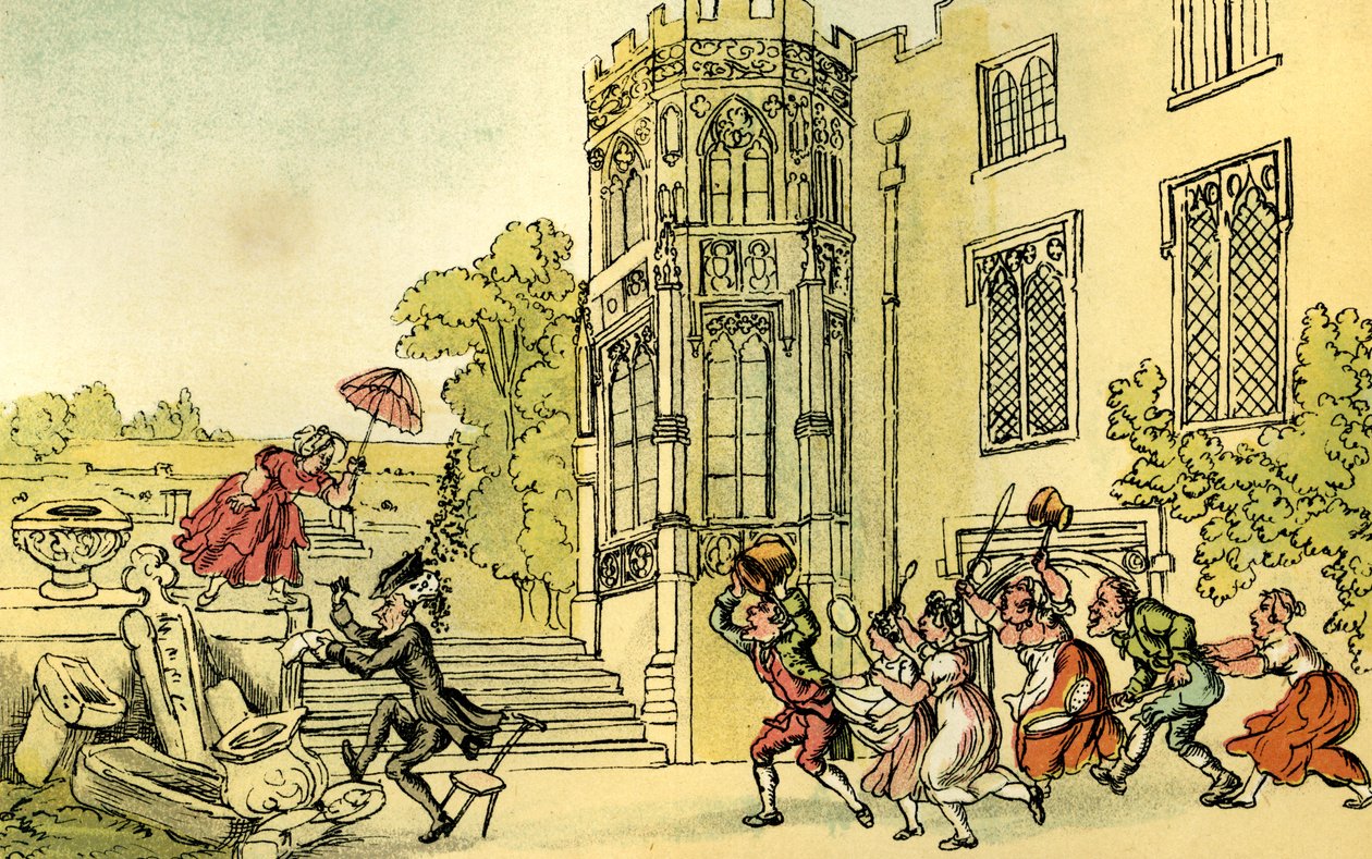 "Dr Syntax a včely" od Thomas Rowlandson