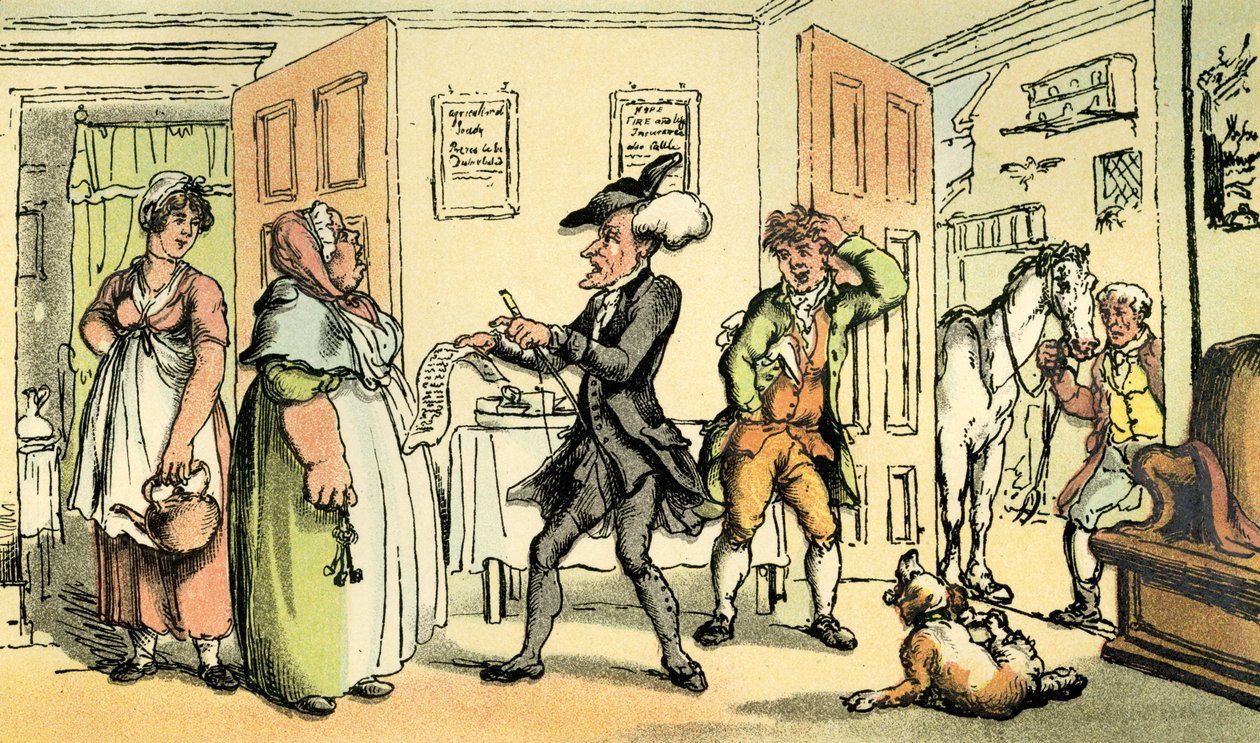 "Doktor Syntax zpochybňuje svůj účet s bytnou" od Thomas Rowlandson