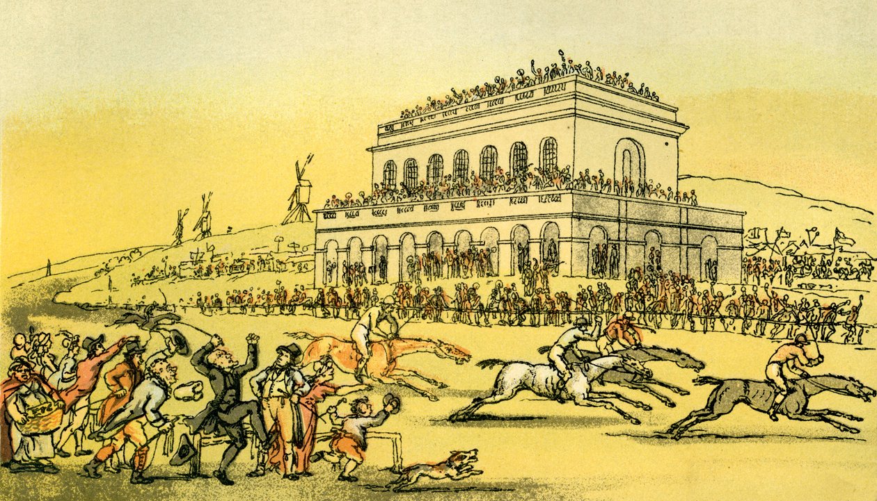 "Doktor Syntax prohrál své peníze na závodní dráze v Yorku" od Thomas Rowlandson