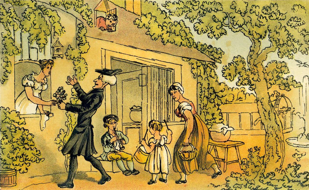 "Dr Syntax představuje květinovou nabídku" od Thomas Rowlandson