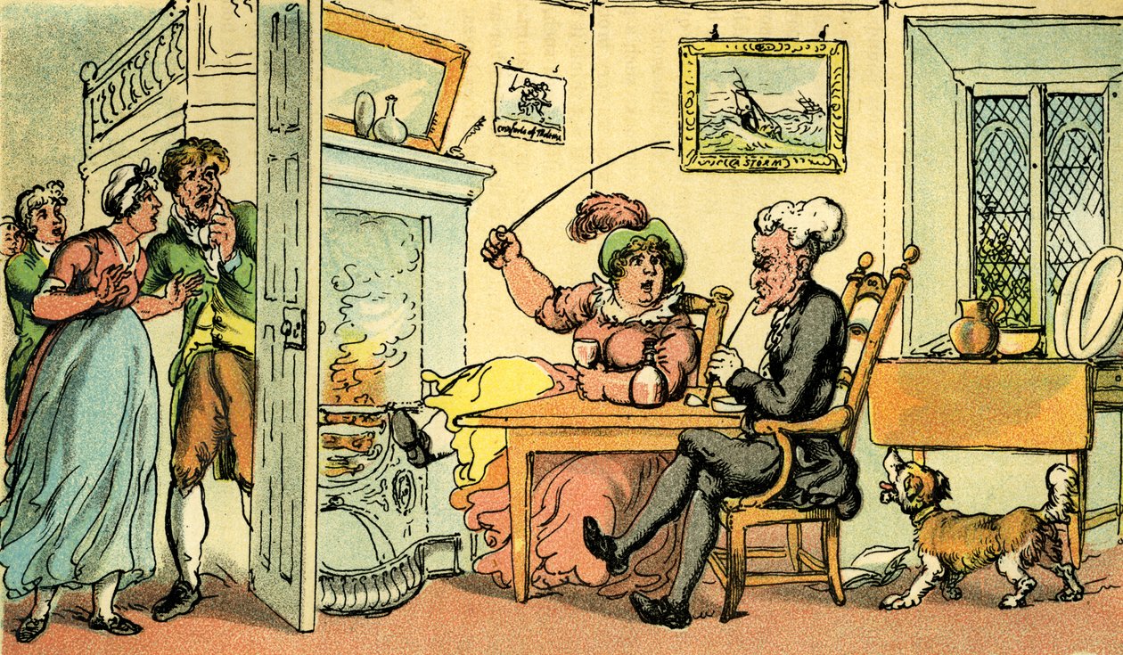"Doktor Syntax se vrátil ze svého turné" od Thomas Rowlandson