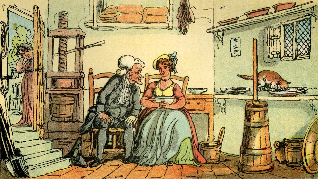"Doktor Syntax s mlékárnou" od Thomas Rowlandson