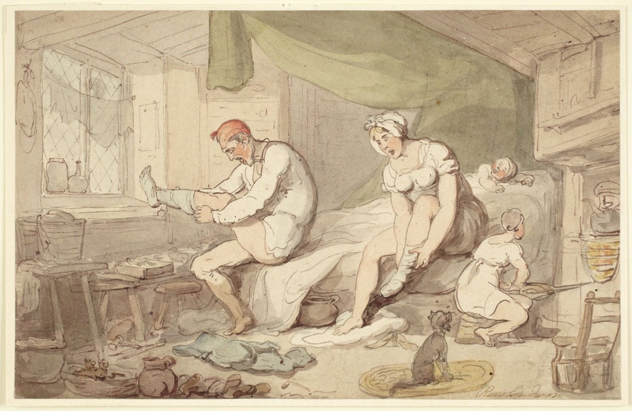 Scéna s oblékáním od Thomas Rowlandson