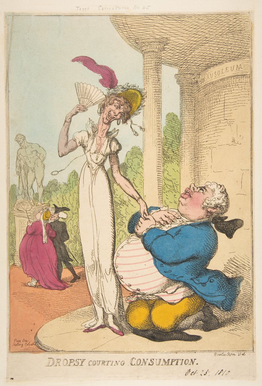 Dropsy Courting Consumption, 25. října 1810. od Thomas Rowlandson