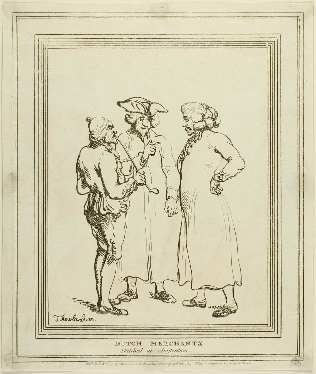 Holandští obchodníci načrtnutý v Amsterdamu od Thomas Rowlandson