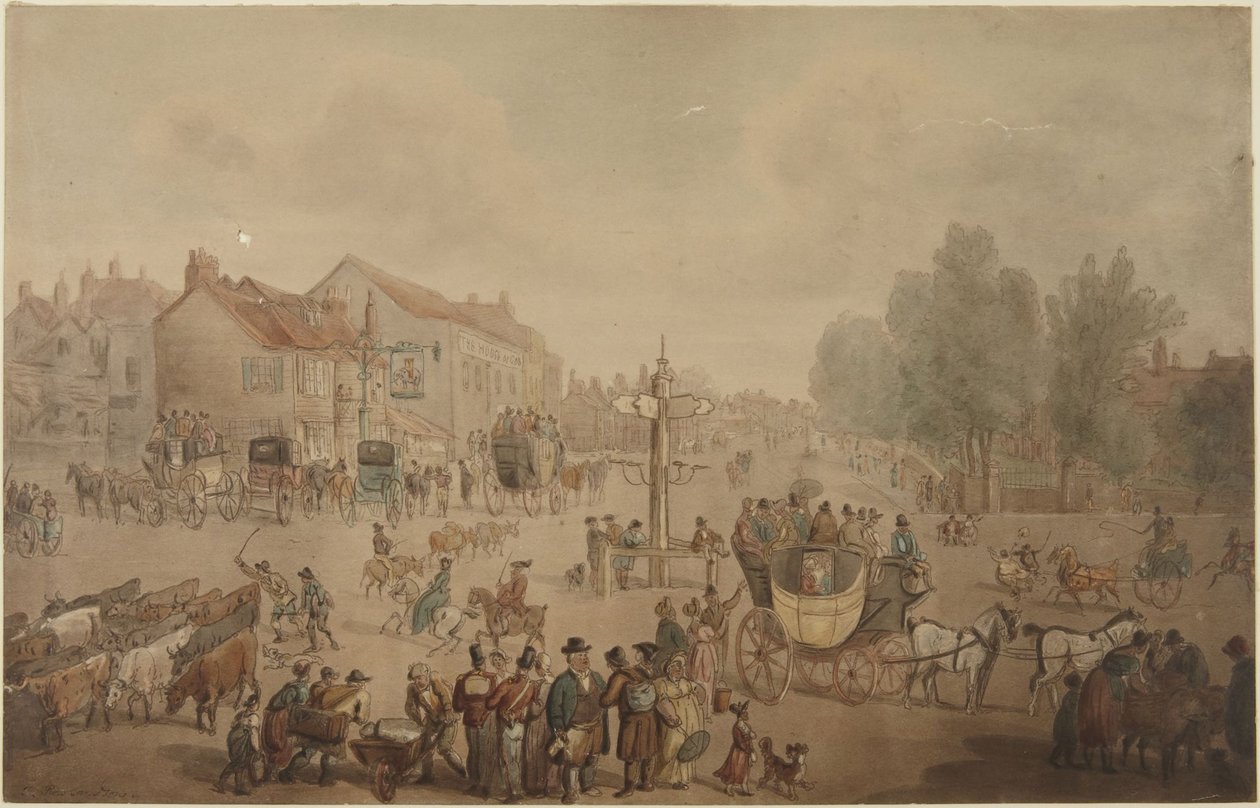 Hostinec „Elephant and Castle“, Newington od Thomas Rowlandson