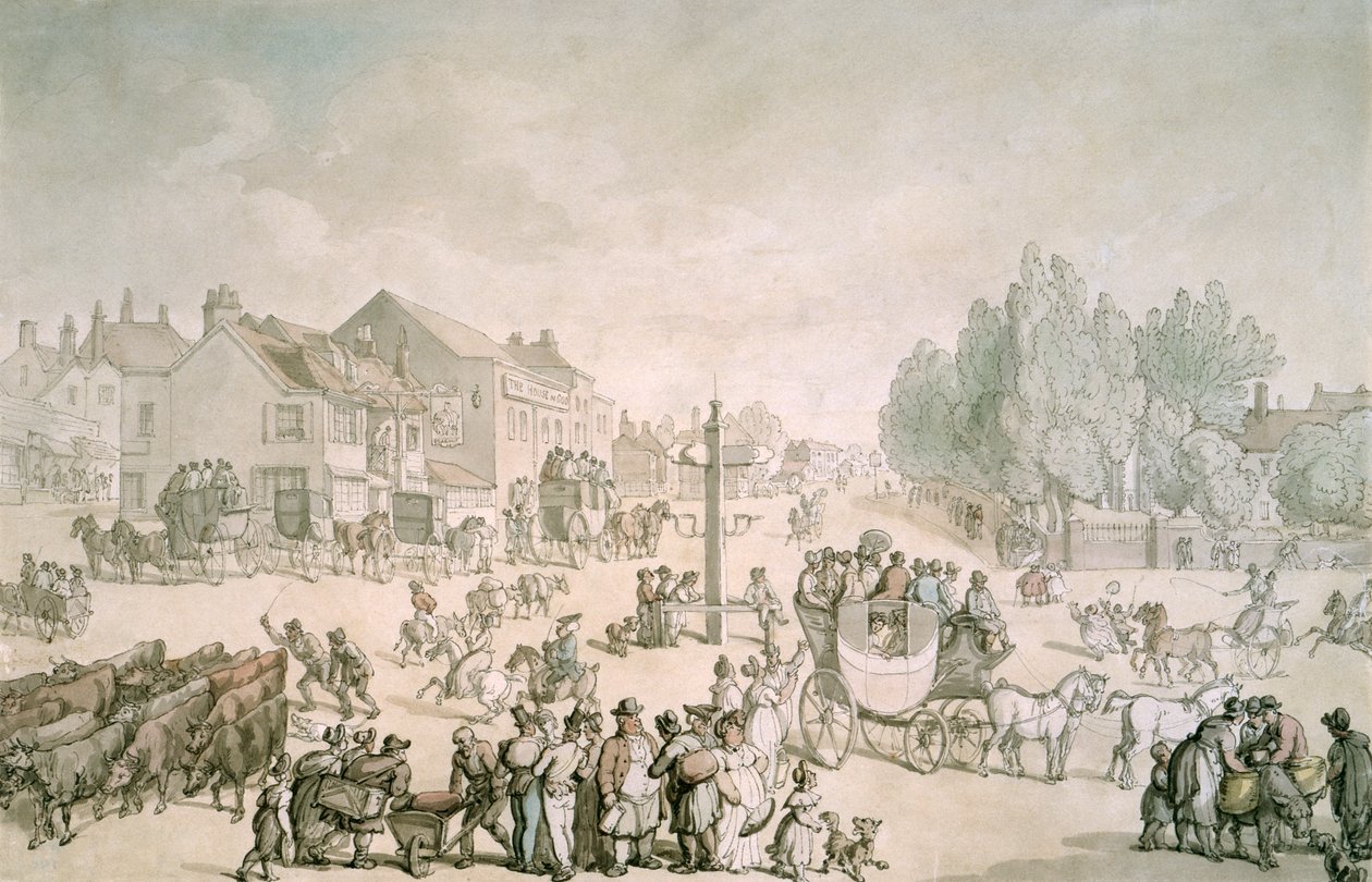 Elephant and Castle, Southwark, Londýn, c1805-c1820 od Thomas Rowlandson