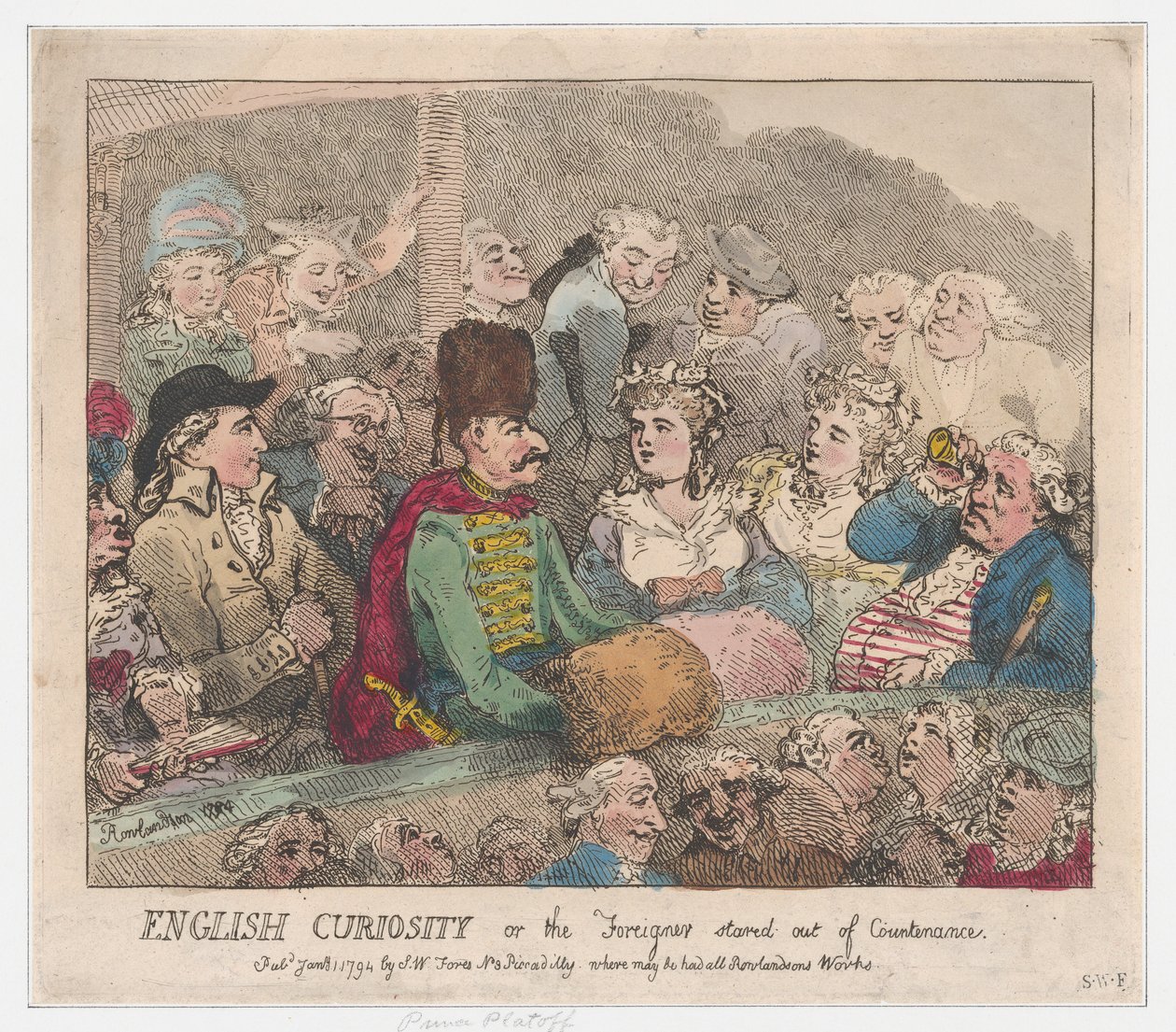 Anglická zvědavost aneb Cizinec zíral mimo tvář, 1. ledna 1794, 1. ledna 1794. od Thomas Rowlandson