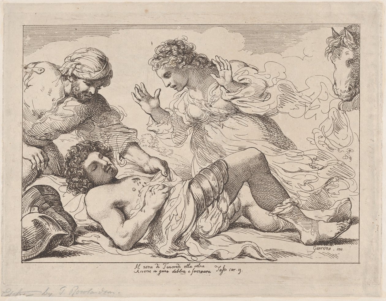 Erminia objevuje zraněného Tancreda z Tasso, osvobozený Jeruzalém, ca. 1790, ca. 1790. od Thomas Rowlandson