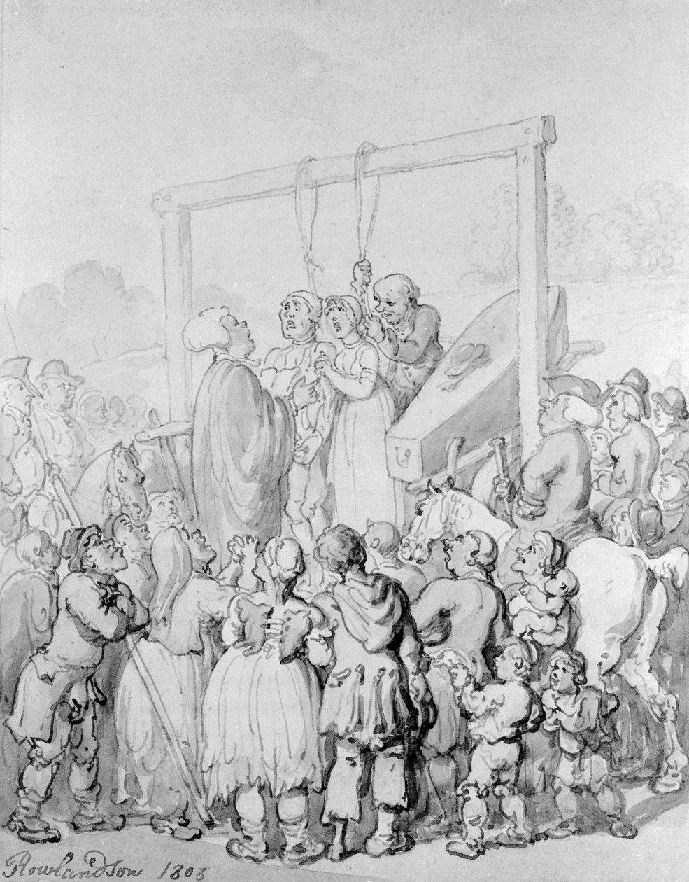 Poprava v Tyburn, 1803 od Thomas Rowlandson