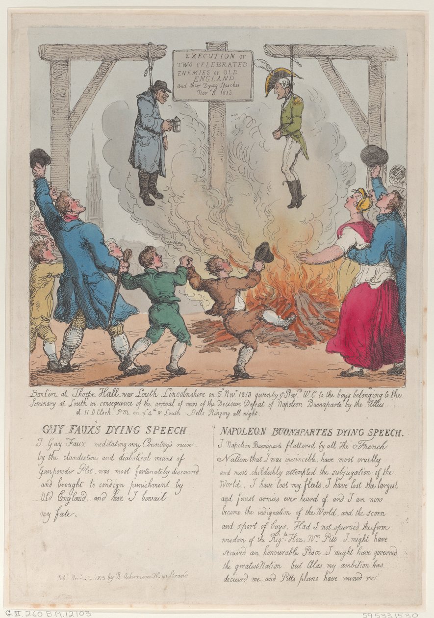 Poprava dvou oslavovaných nepřátel staré Anglie, 27. listopadu 1813, 27. listopadu 1813. od Thomas Rowlandson