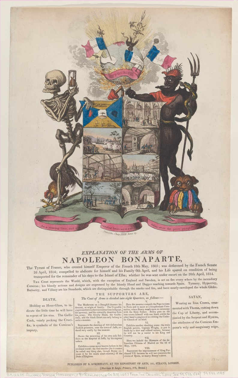 Vysvětlení zbraní Napoleona Bonaparta, duben 1814, duben 1814. od Thomas Rowlandson
