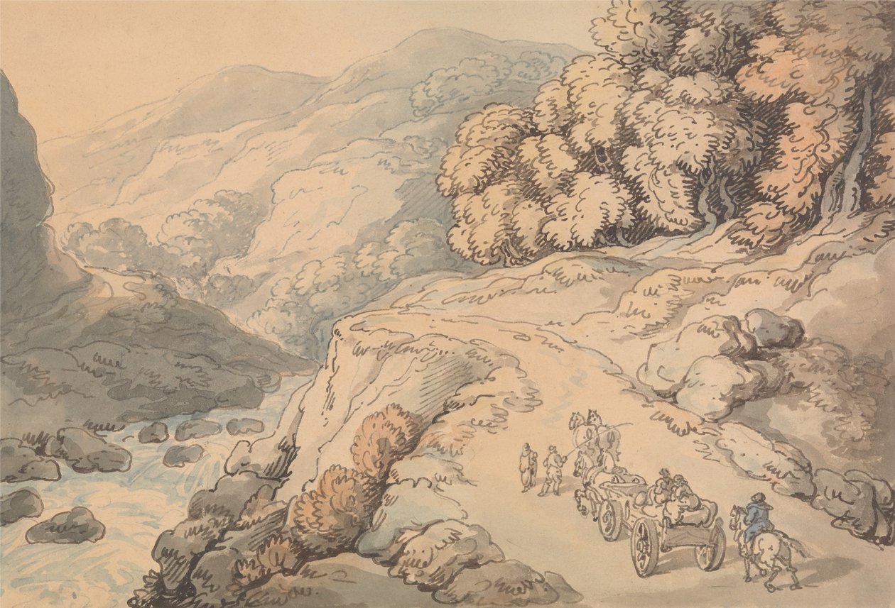 Vodopády na řece Conwy, severní Wales od Thomas Rowlandson