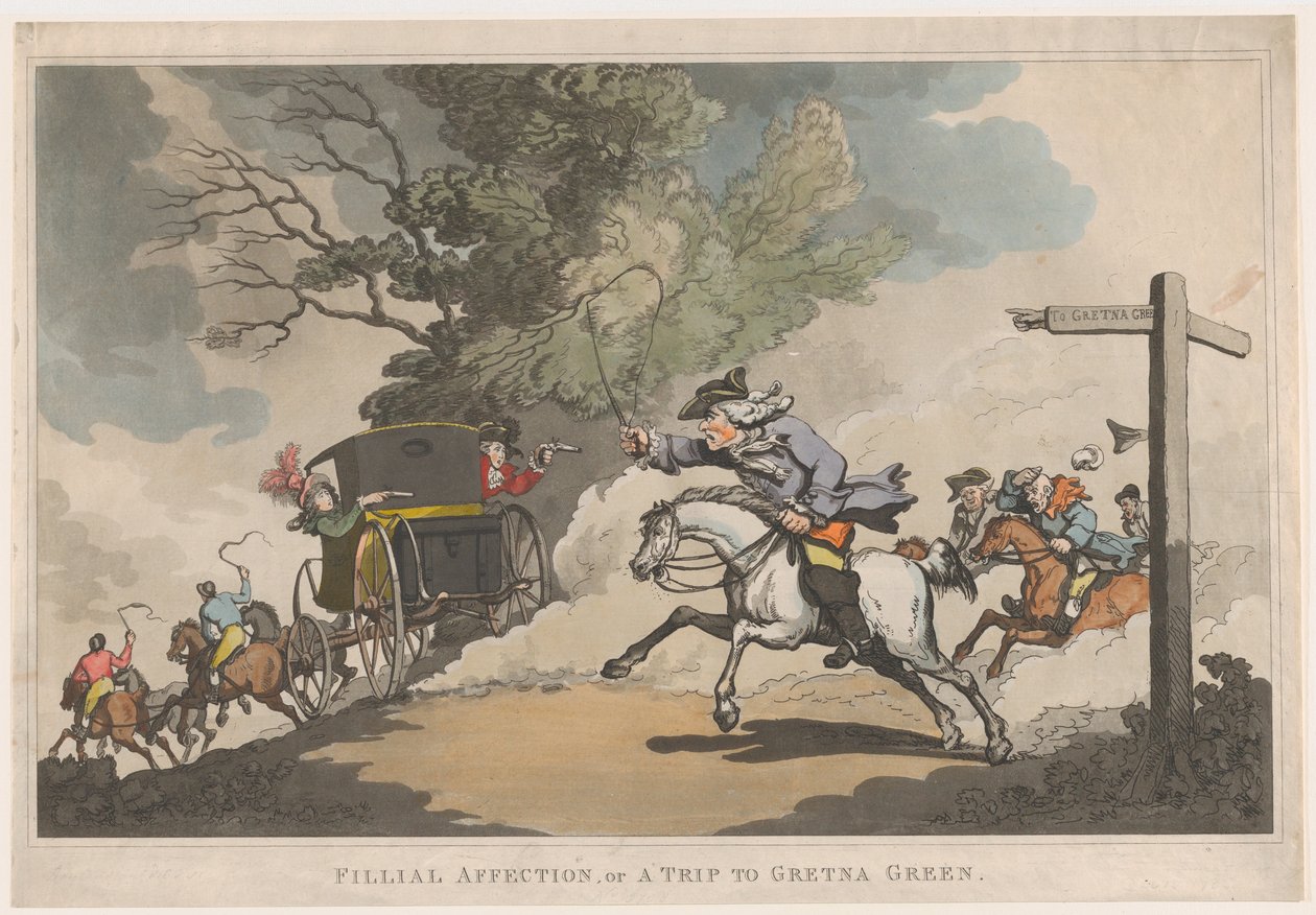 Synovská náklonnost aneb výlet do Gretna Green, 15. prosince 1785, 15. prosince 1785. od Thomas Rowlandson