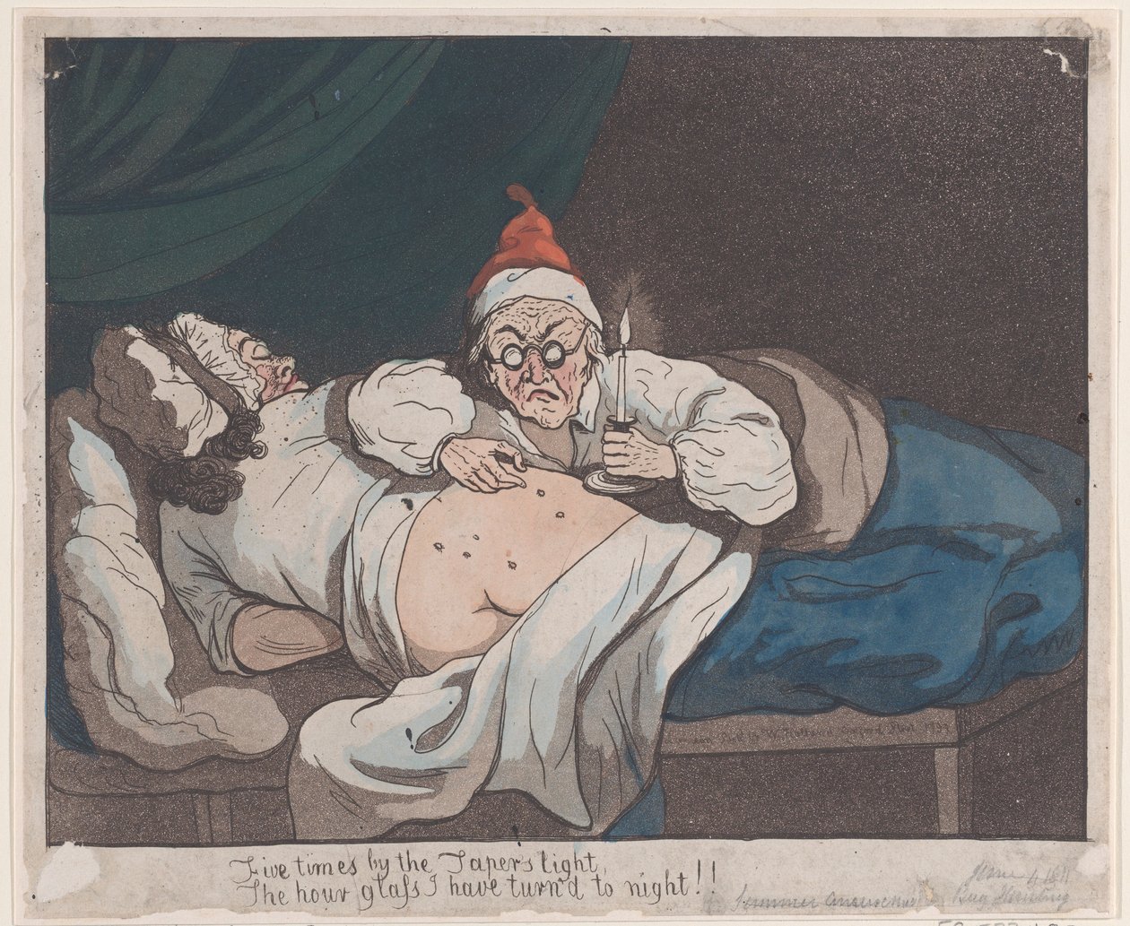 Pětkrát Taperovým světlem, Přesýpací hodiny, které jsem obrátil do noci!!, 1793., 1793. od Thomas Rowlandson