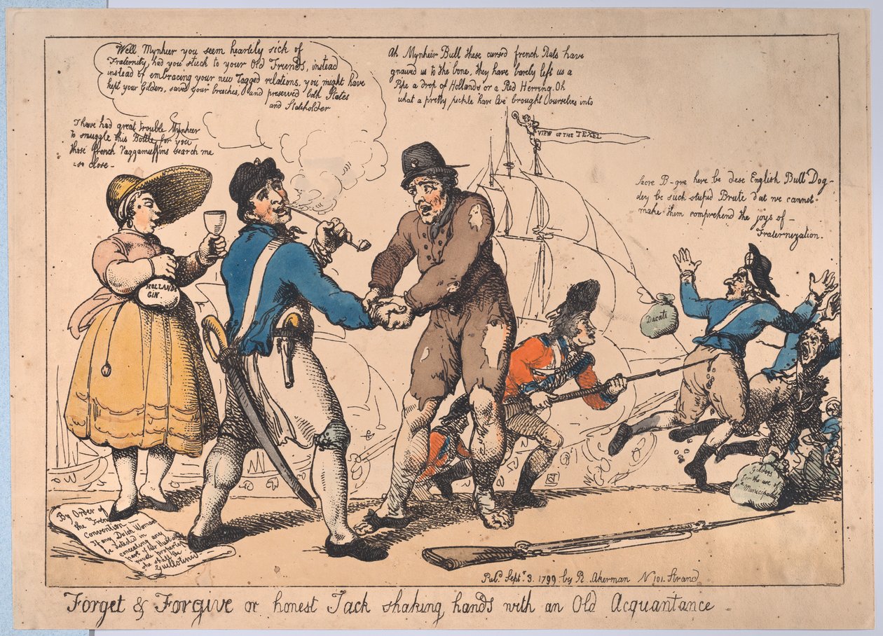 Forget & Forgive, aneb upřímný Jack si potřásl rukou se starým známým, Se..., 3. září 1799 od Thomas Rowlandson