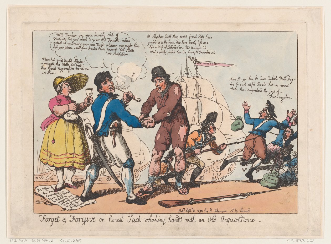 Forget & Forgive, aneb upřímný Jack si potřásl rukou se starým známým, Se..., 3. září 1799 od Thomas Rowlandson