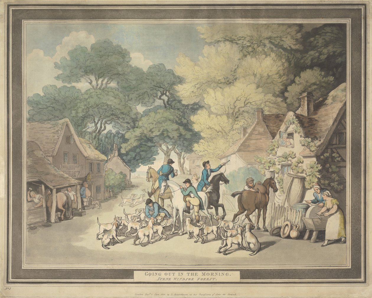 Lov na lišku [čtyřdílná série]: 1. Ranní výprava. / Scéna u Windsorského lesa od Thomas Rowlandson