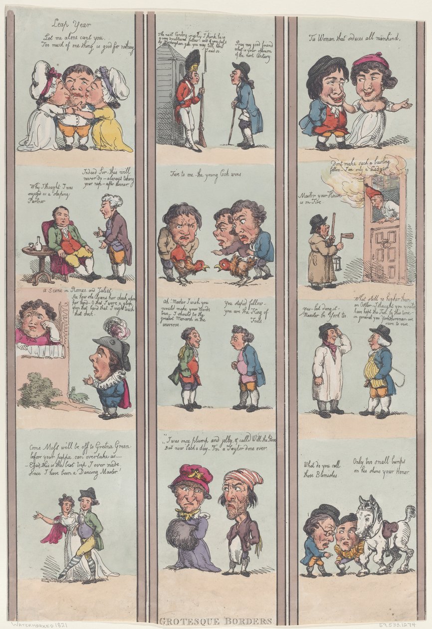 Groteskní hranice pro pokoje a sály, [1800], dotisk., [1800], dotisk. od Thomas Rowlandson