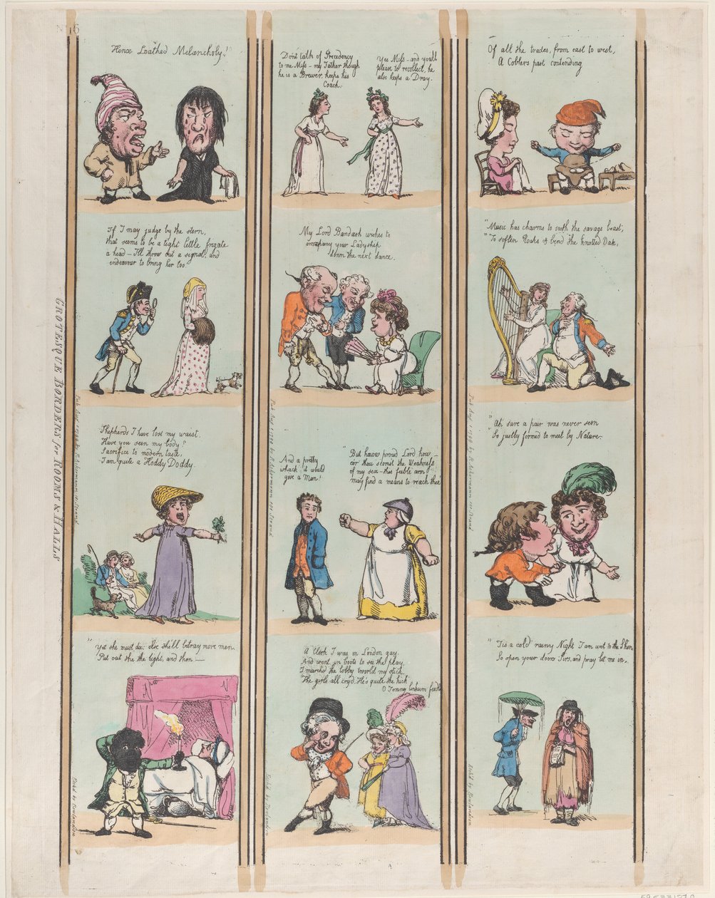 Groteskní hranice pro pokoje a sály, deska 16, 1. srpna 1799, 1. srpna 1799. od Thomas Rowlandson