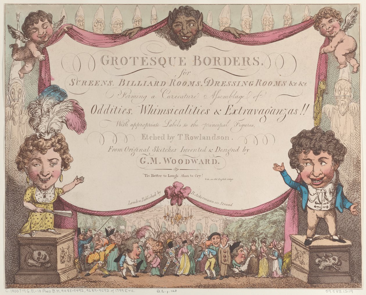 Groteskní okraje pro plátna, kulečníkové herny, šatny atd., 1799-1800., 1799-1800. od Thomas Rowlandson