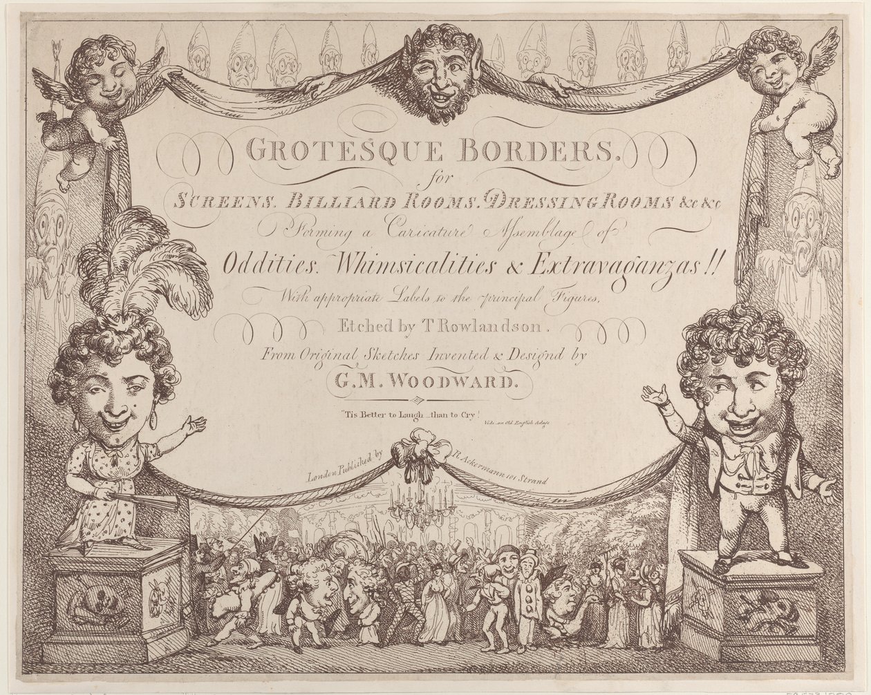 Groteskní okraje pro plátna, kulečníkové herny, šatny atd., 1799-1800., 1799-1800. od Thomas Rowlandson
