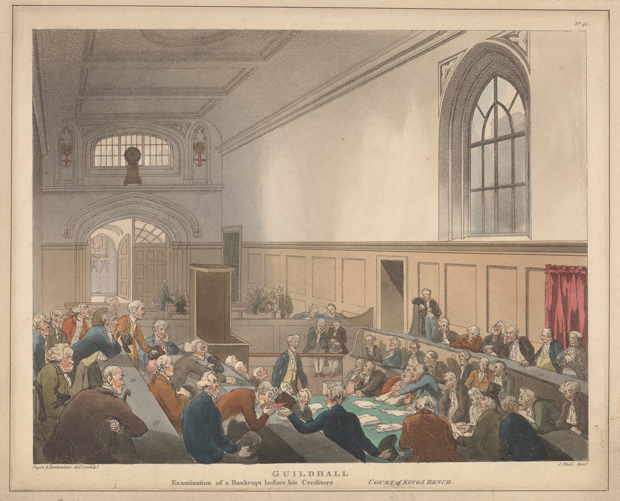 Guildhall Zkouška úpadce před jeho věřiteli od Thomas Rowlandson