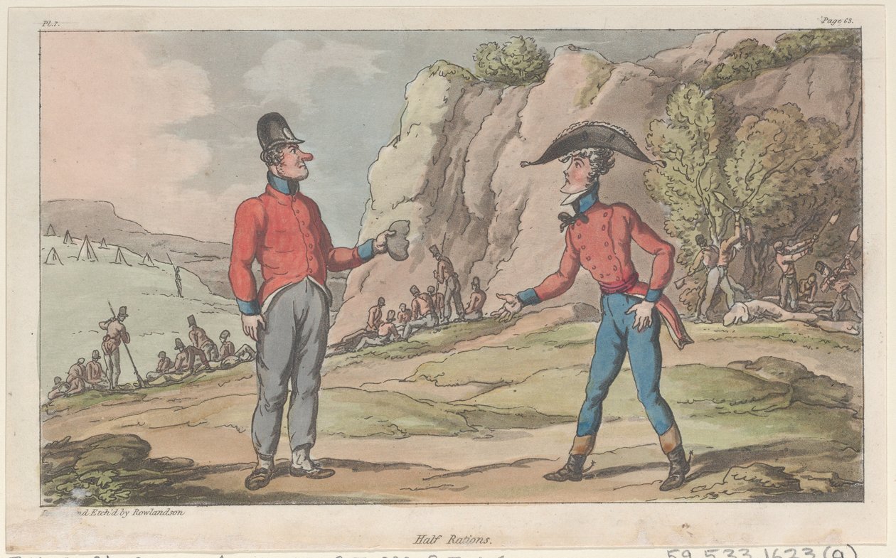 Poloviční dávky, z Vojenských dobrodružství Johnnyho Newcome, 1815., 1815. od Thomas Rowlandson