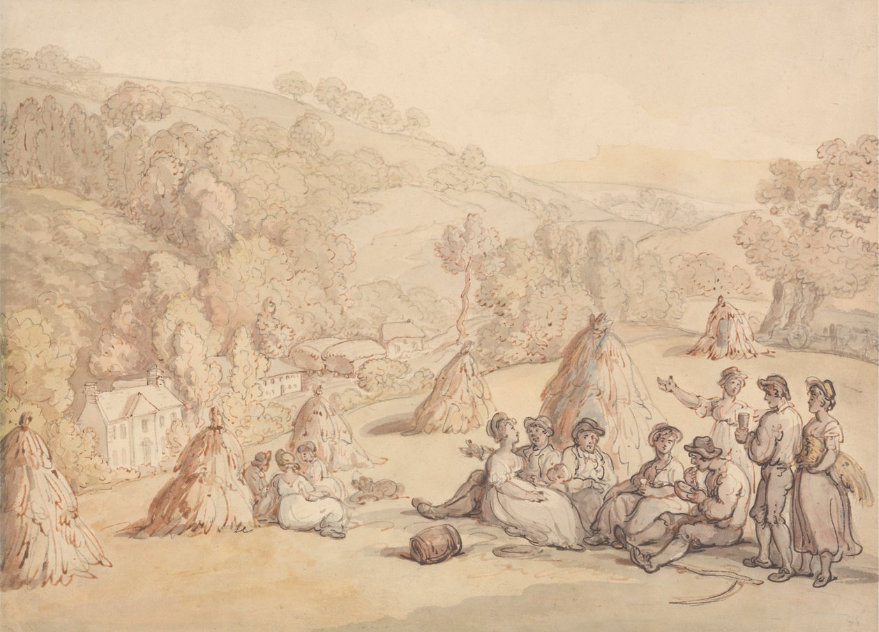 Sklízeče spočívající v kukuřičném poli od Thomas Rowlandson