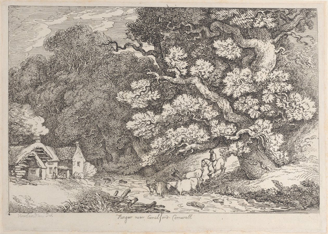 Hengar u Camelfordu, Cornwall od Thomas Rowlandson
