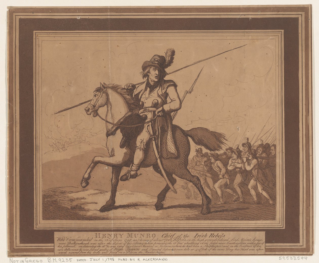 Henry Munro, vůdce irských povstalců od Thomas Rowlandson