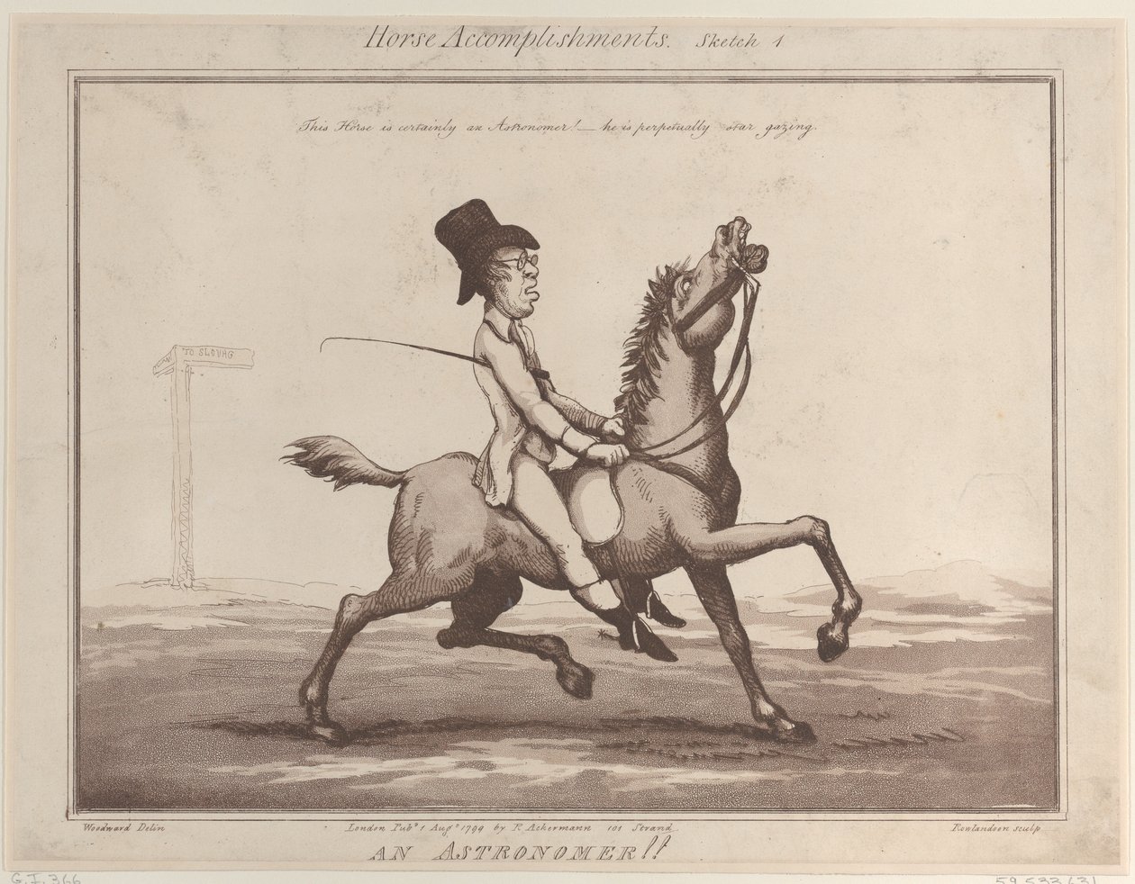 Horse Accomplishments, Skica 1: An Astronomer!!, 1. srpna 1799., 1. srpna 1799. od Thomas Rowlandson