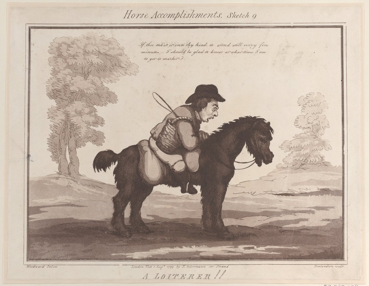 Horse Accomplishments, Skica 9: A Loiterer!!, 1. srpna 1799, 1. srpna 1799. od Thomas Rowlandson