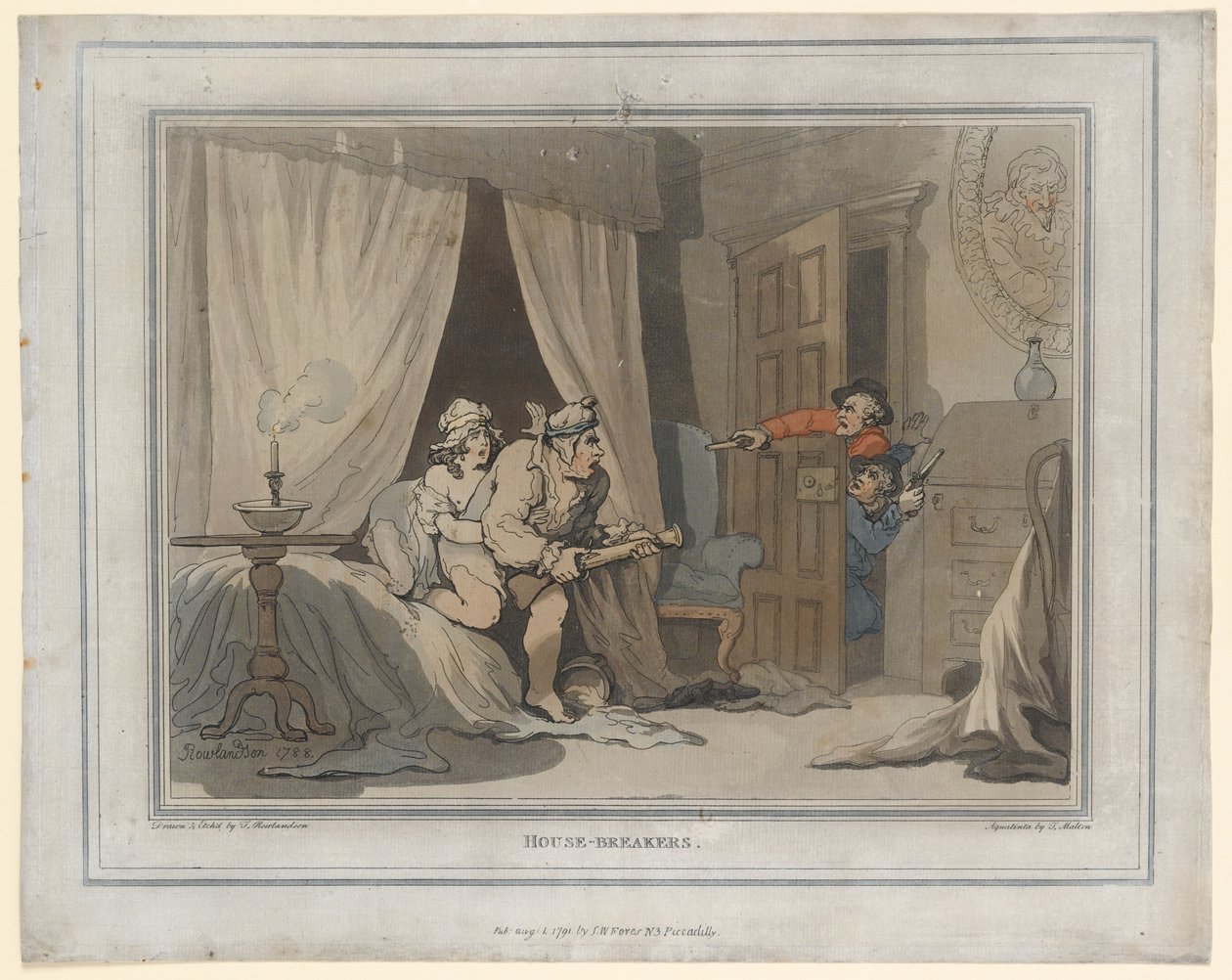 House Breakers, tisk Thomas Molten, 1791 (ručně kolorovaná rytina) od Thomas Rowlandson