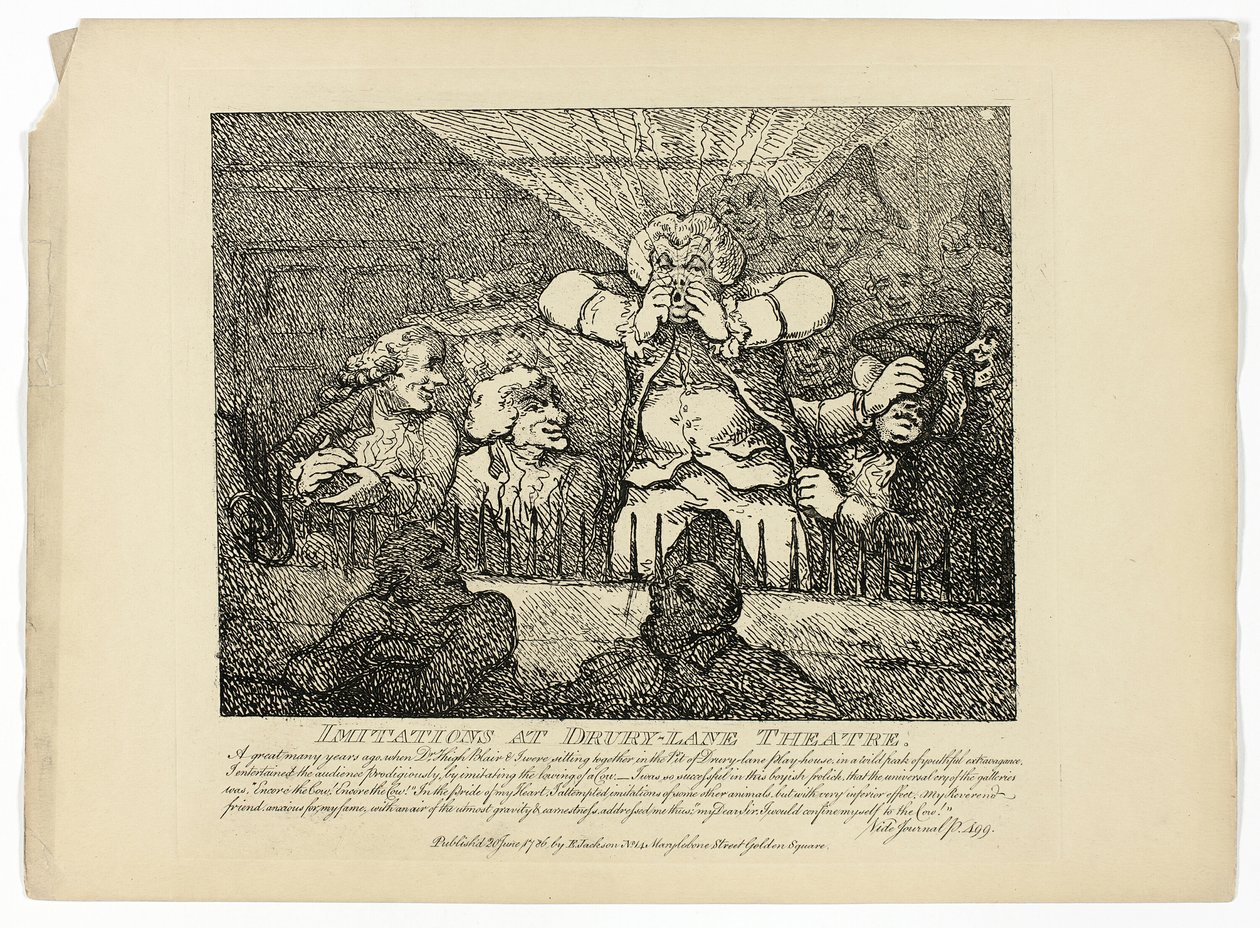 Imitace a divadlo Drury-Lane z Boswellovy cesty po Hebridách od Thomas Rowlandson