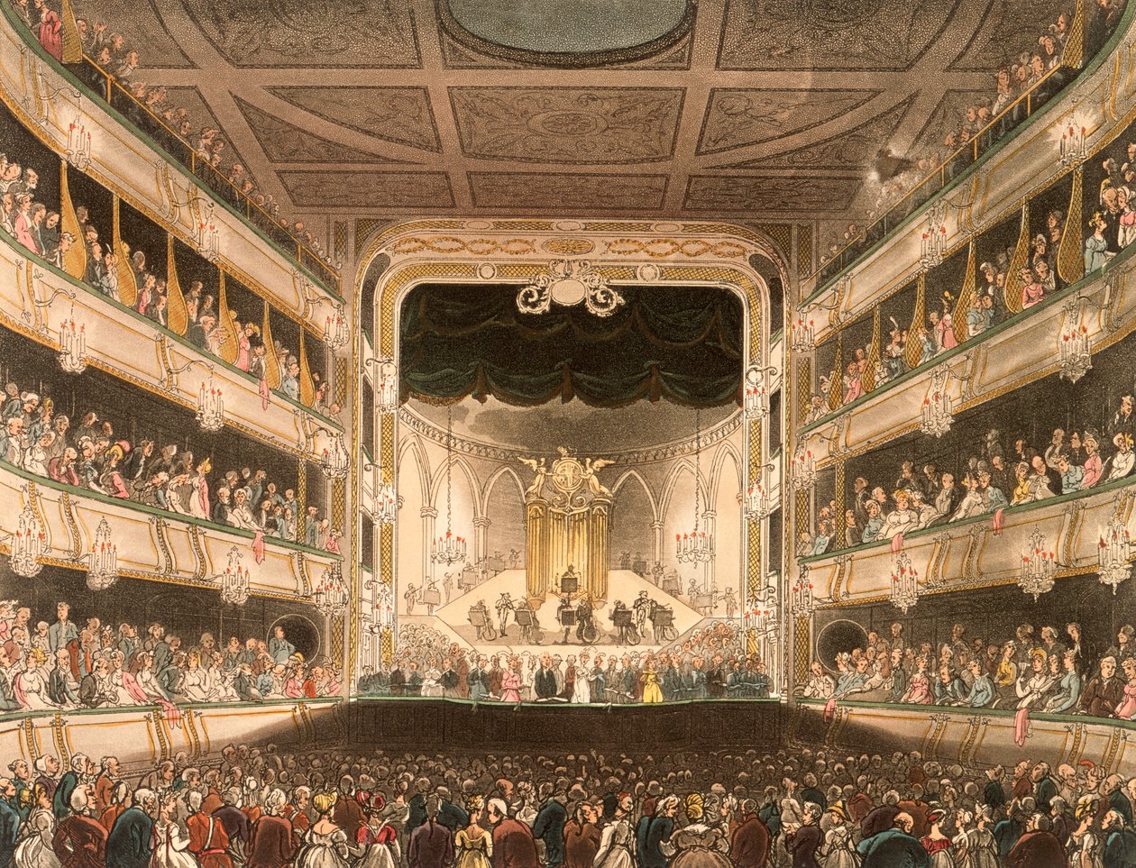 Interiér divadla Covent Garden, Londýn, 1808 od Thomas Rowlandson