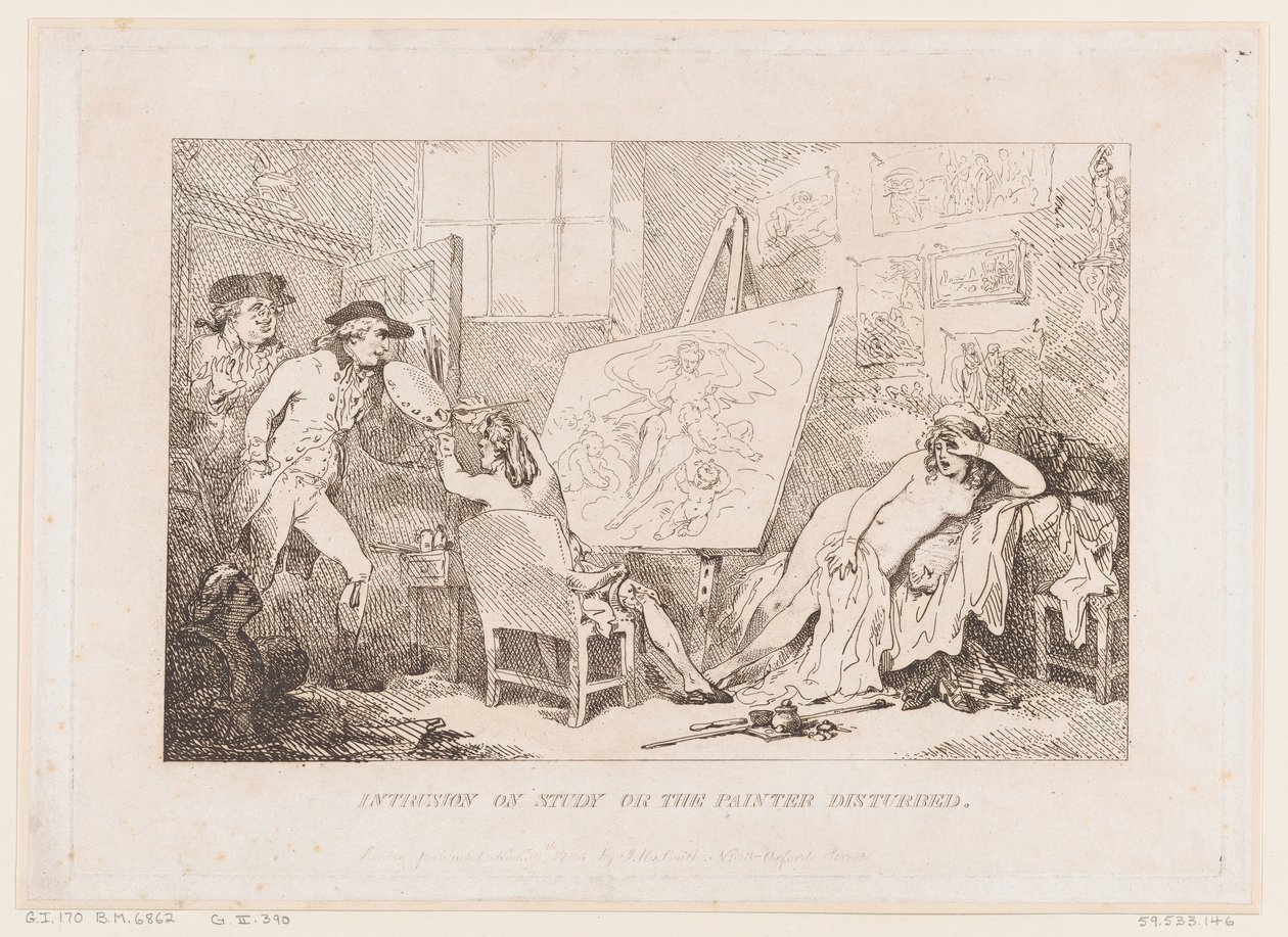 Rušení při práci nebo Malíř vyrušený od Thomas Rowlandson