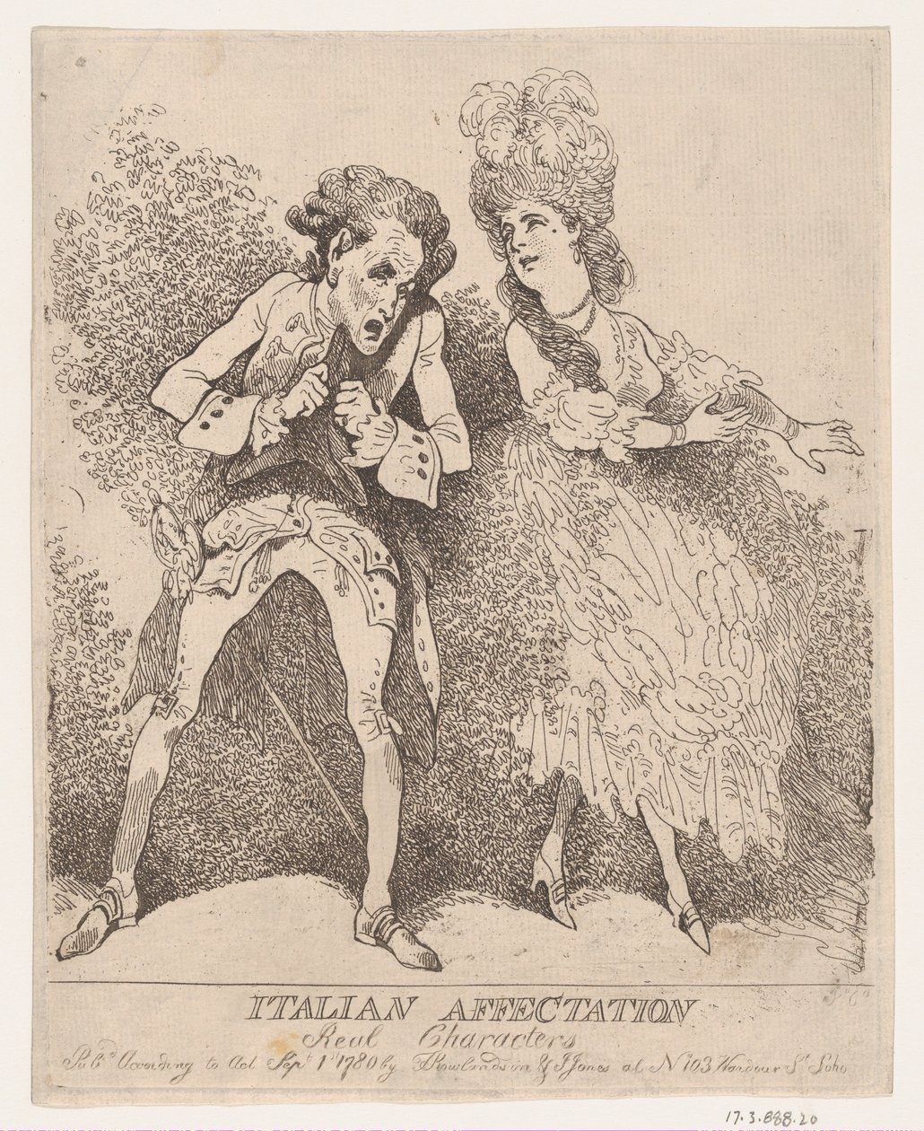Italská náklonnost, skutečné postavy, 1. září 1780, 1. září 1780. od Thomas Rowlandson