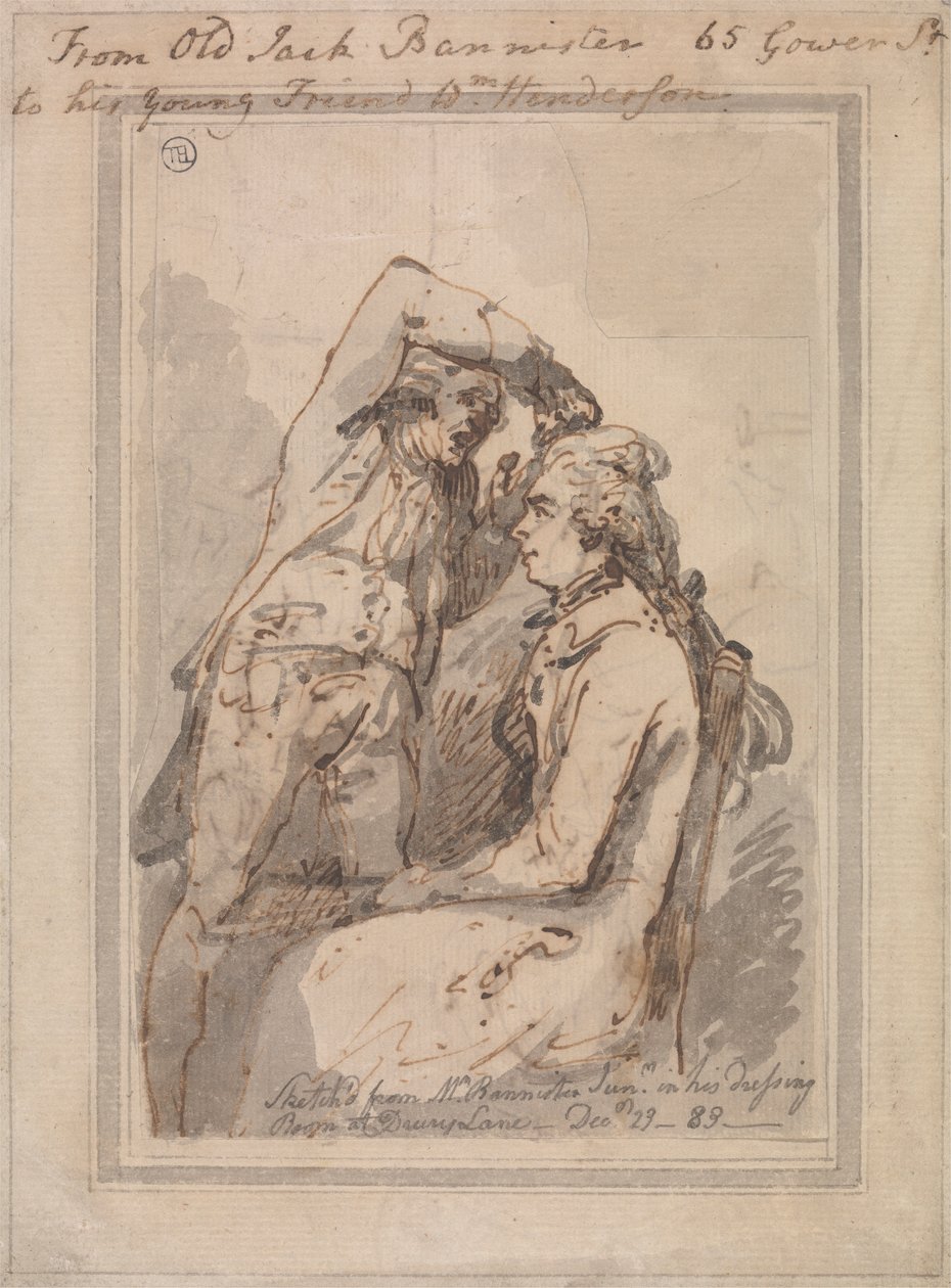 Jack Bannister ve své šatně od Thomas Rowlandson