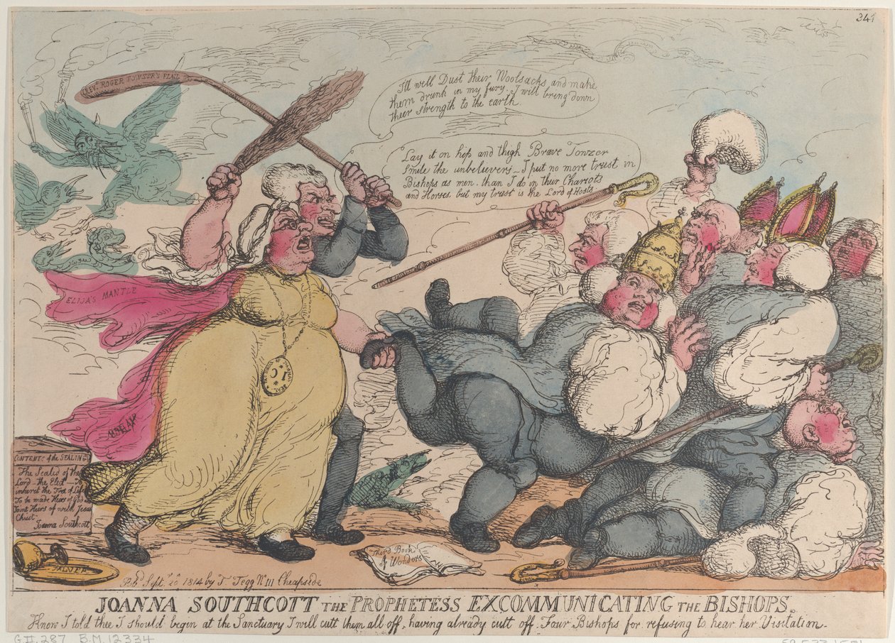 Joanna Southcottová, prorokyně exkomunikující biskupy, 20. září 1814, 20. září 1814 od Thomas Rowlandson