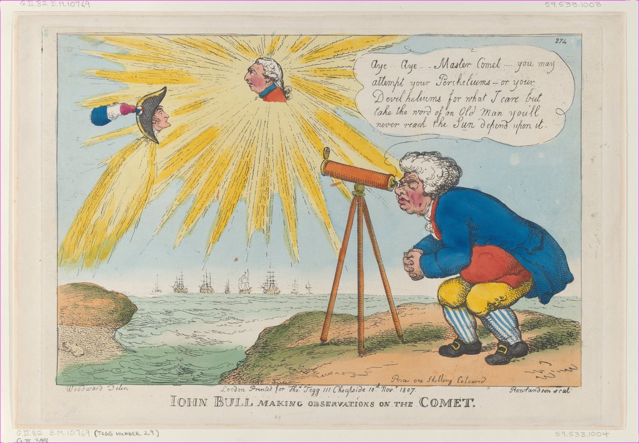John Bull dělá pozorování na kometě, 10. listopadu 1807, 10. listopadu 1807. od Thomas Rowlandson