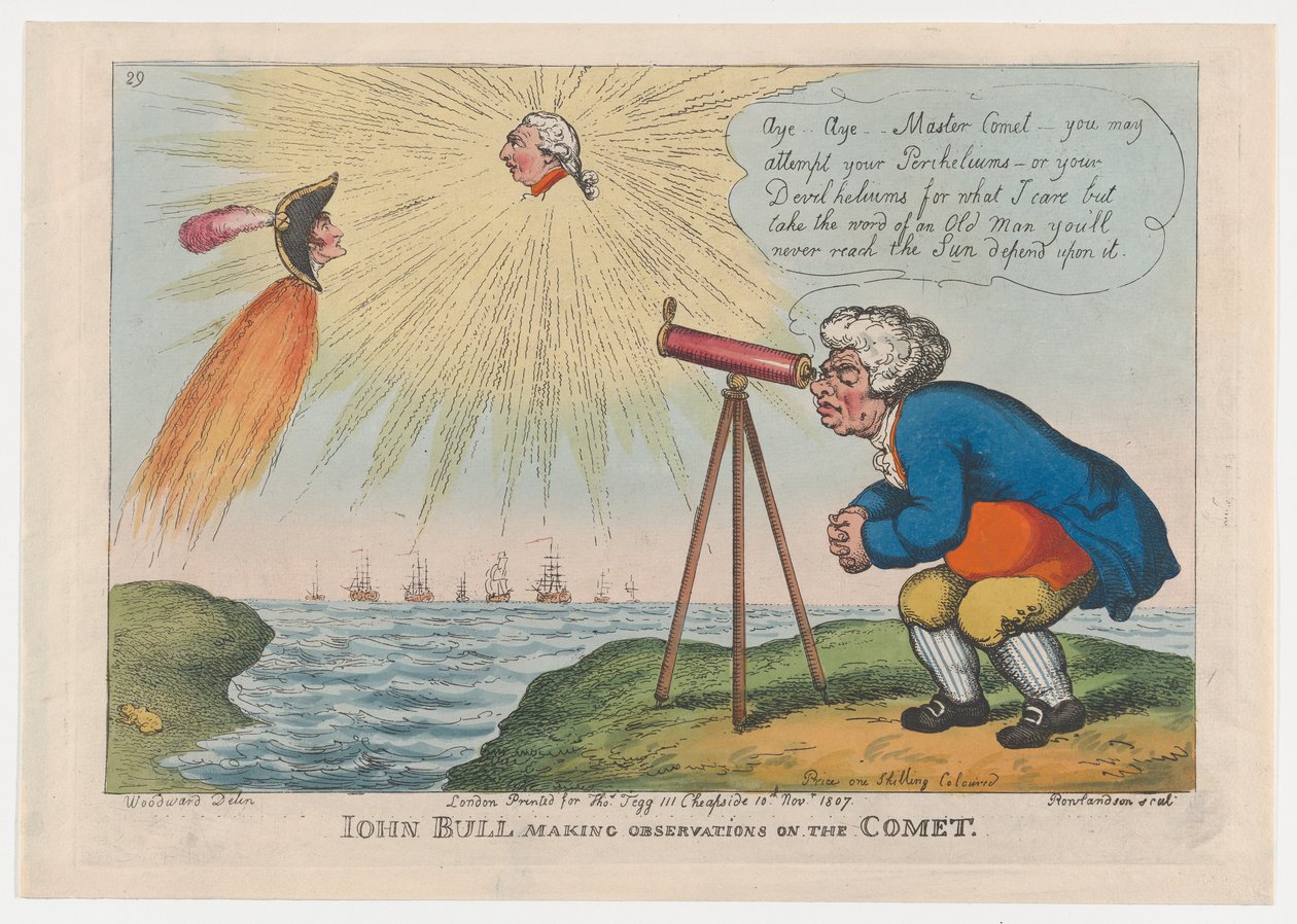 John Bull dělá pozorování na kometě, 10. listopadu 1807, 10. listopadu 1807. od Thomas Rowlandson
