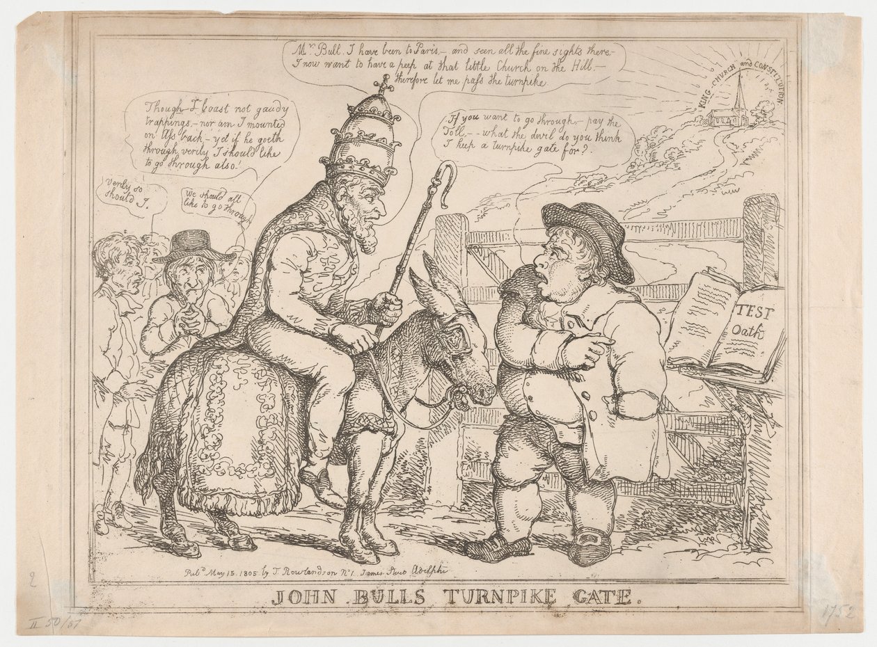 Mýtná brána Johna Bulla od Thomas Rowlandson