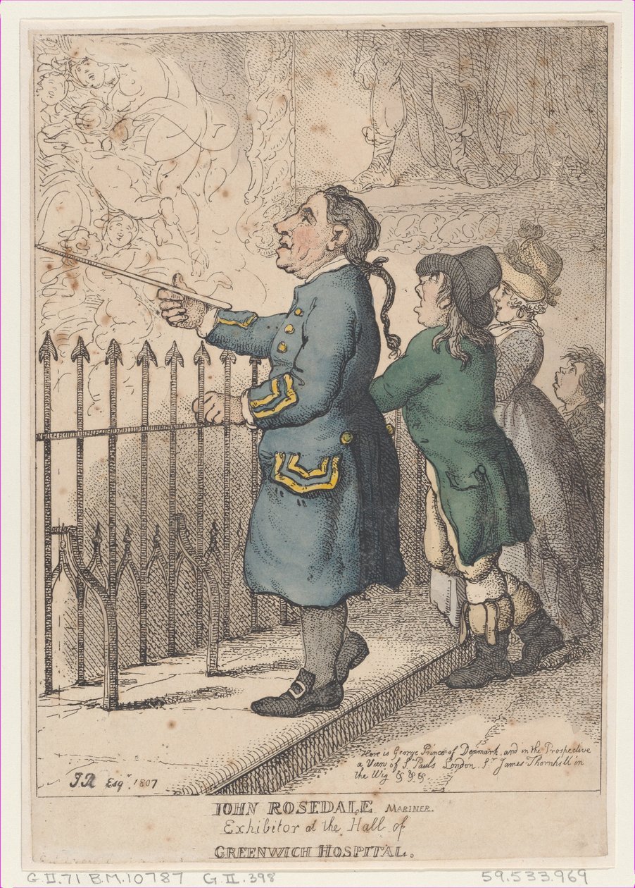 John Rosedale Mariner, vystavovatel v Hall of Greenwich Hospital, 26. dubna 1807, 26. dubna 1807. od Thomas Rowlandson