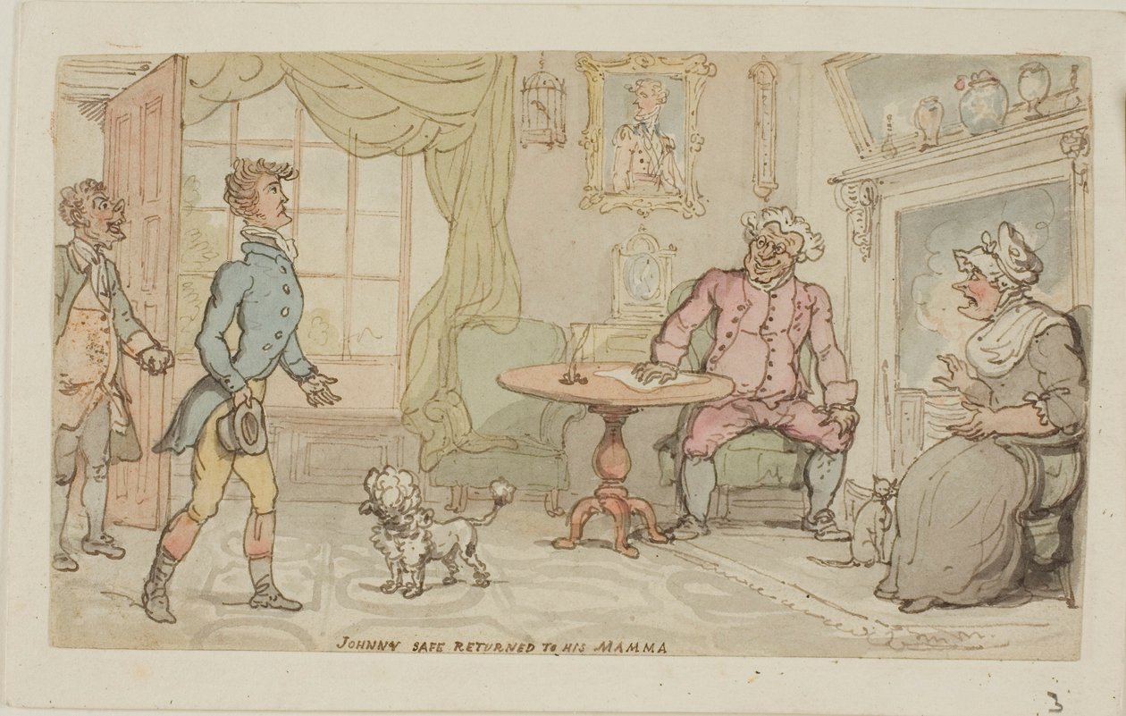 Johnny Safe se vrátil k mamince od Thomas Rowlandson