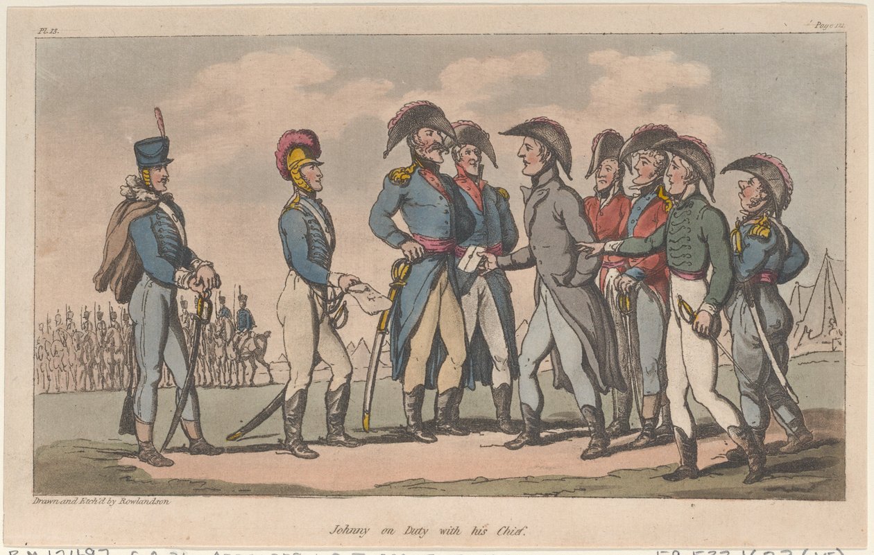 Johnny ve službě se svým náčelníkem, z The Military Adventures of Johnny Newcome, 1815., 1815. od Thomas Rowlandson