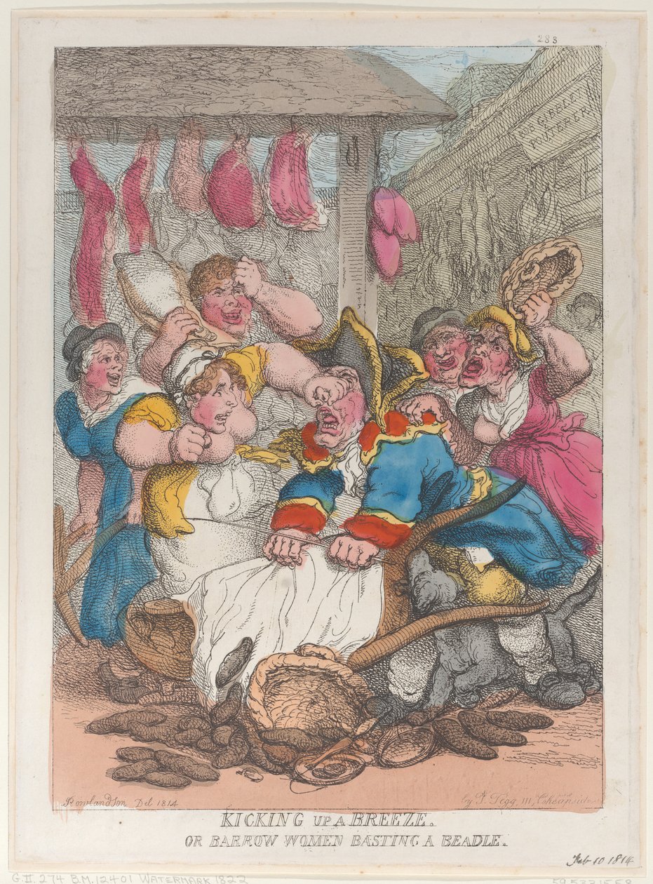 Kicking Up a Breeze or Barrow Women Basting a Beadle, 10. února 1814., 10. února 1814. od Thomas Rowlandson