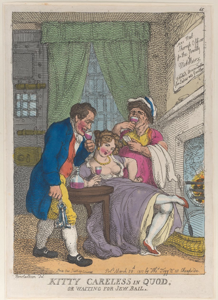 Kitty Careless in Quod nebo Waiting for Žid Bail, 28. března 1811, 28. března 1811. od Thomas Rowlandson