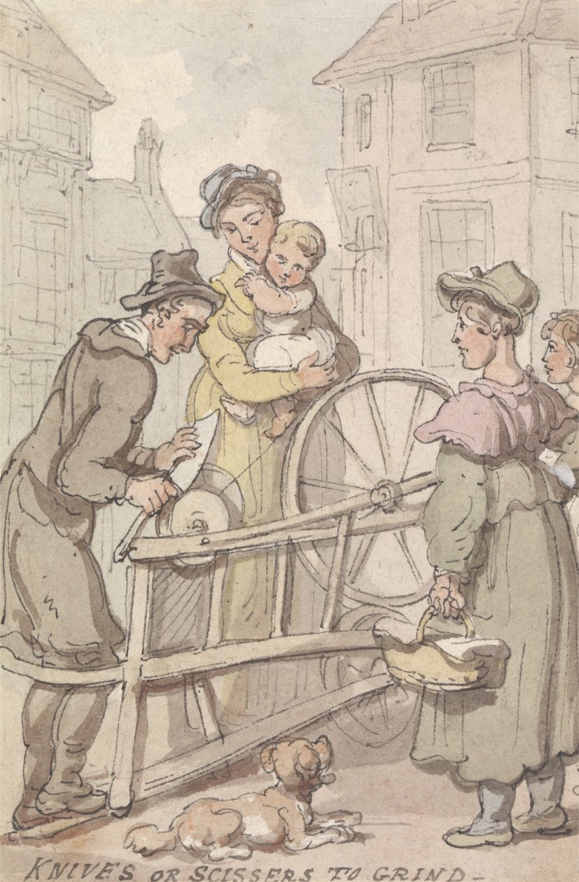 Nože nebo nůžky k broušení od Thomas Rowlandson